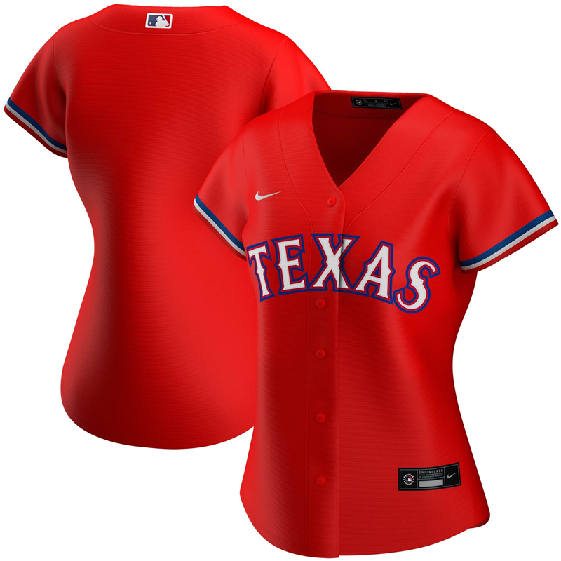 MLB Women Texas Rangers Nike Red Alternate 2020 Replica Team Jersey ->texas rangers->MLB Jersey